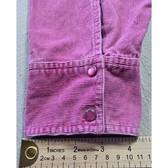 VTG Eddie Bauer Pink Corduroy Pearl Snap Button Down Shirt Women’s Large - Picture 14 of 16